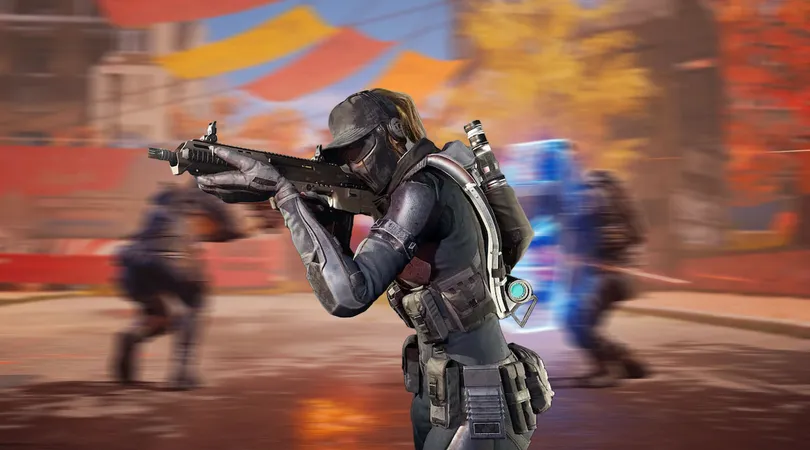 Image of XDefiant player aiming down sights of gun on blurred background
