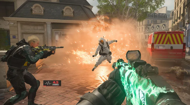 Image of Modern Warfare 3 players aiming at exploding player during Hyper Cranked match