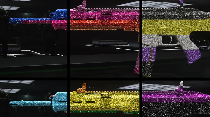 Call of Duty Pride Camos separated into small squares on dark backgrounds